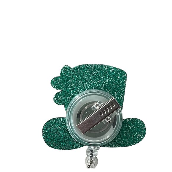 St. Patrick's Day Sparkling Green Hat ID Badge Holder 360-Degree Rotatable Clip - Picture 4 of 4
